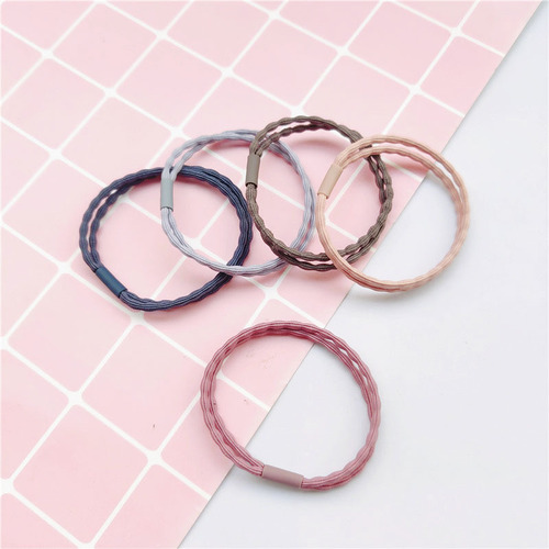 Factory direct sales two-in-one high elastic quality basic style simple temperament hair tie versatile striped beanie hair rope for women