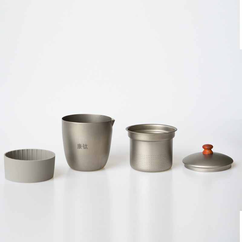 Kung fu juego de té Kang Titanium juego de té traje de viaje de negocios al aire libre portátil fabricante de té con colador de titanio puro juego de té