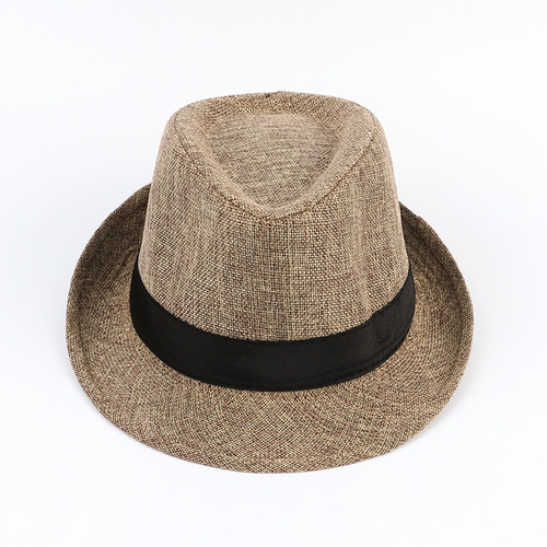 Supply Jazz Hat British Style Linen Solid Color Formal Hat Unisex Men Women Curved Brim Couple Sun Hat