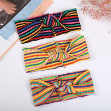 新款网红撞色发带女士彩色交叉发带韩国泫雅风拼色头带发饰批发