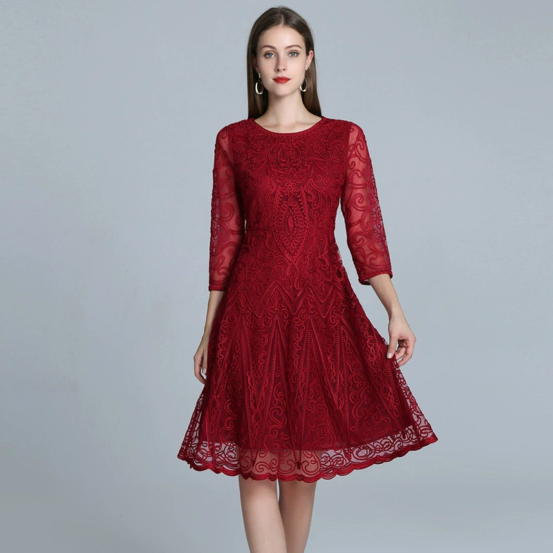 Поколение женщин среднего и пожилого возраста, свадебное платье для матери-зятя весеннее платье, новое Европейское и американское красное платье больших размеров для женщин