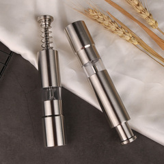 Supplier of stainless steel manual push-style pepper mill, creative pepper grinder, transparent pepper mill