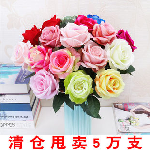 Wholesale single -supported velvet rose simulation flower player bouquet wedding home decoration fake flowers