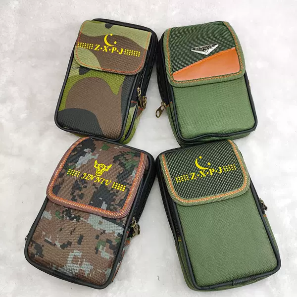 New Canvas Men's Mobile Phone Bag, Vertical Multi-Functional Card Holder, Belt Canvas Waist Bag, Street Stall Supply