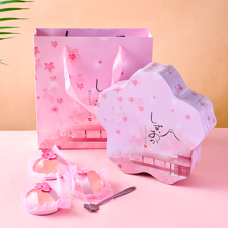 Factory Wholesale Cherry Blossom Jelly & Tremella Jelly Gift Box Ocean Kiss Sea Salt Jelly Gift Box 6 Pieces Birthday Gift