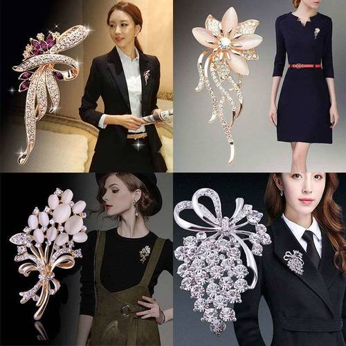 Luxury European and American-Style Large Water-Crystal Brooches for Women: High-Quality Alloy Corsages Available in Multiple Designs, Delicate and Elegant Pins