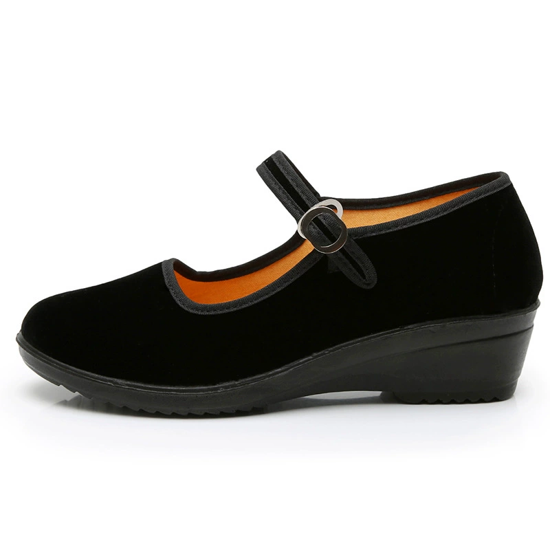 Новые старые Beijing cloth shoes женские черный район, обувь для работы в отеле, плоская подошва, узкий рот, женские сандалии на каблуке wholesale наклонный каблук