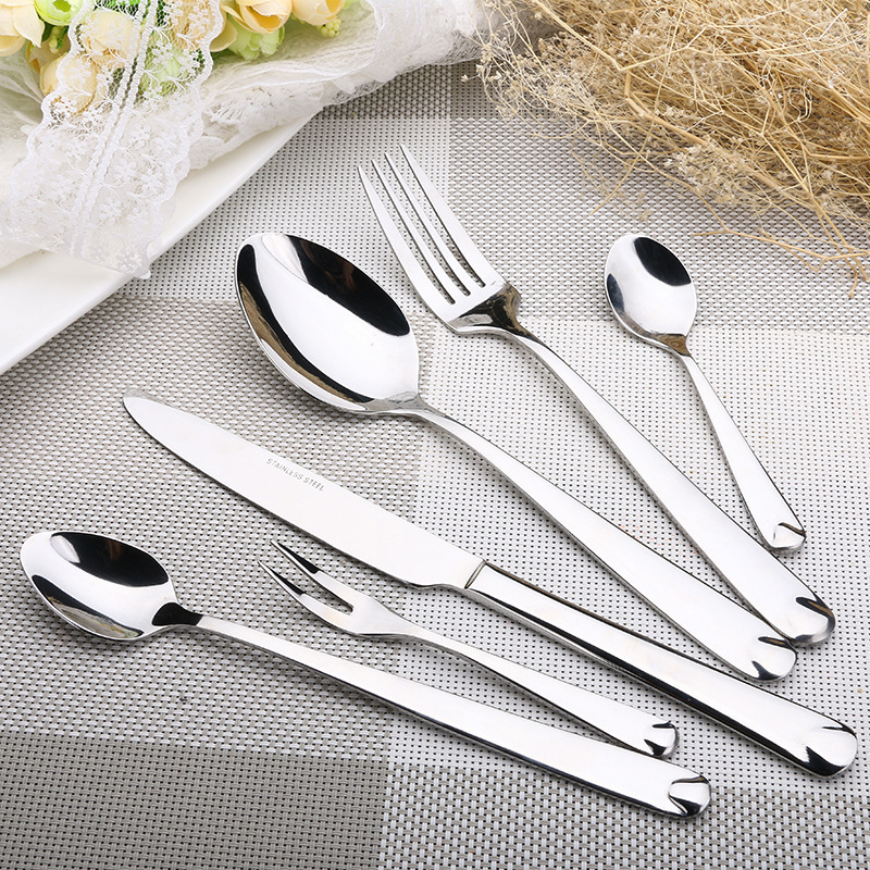 Stainless Steel Knife and Fork Soup More Spoon Western Food Tableware Set Hotel Tableware Household Supplies Thickened Utensils Printable logo