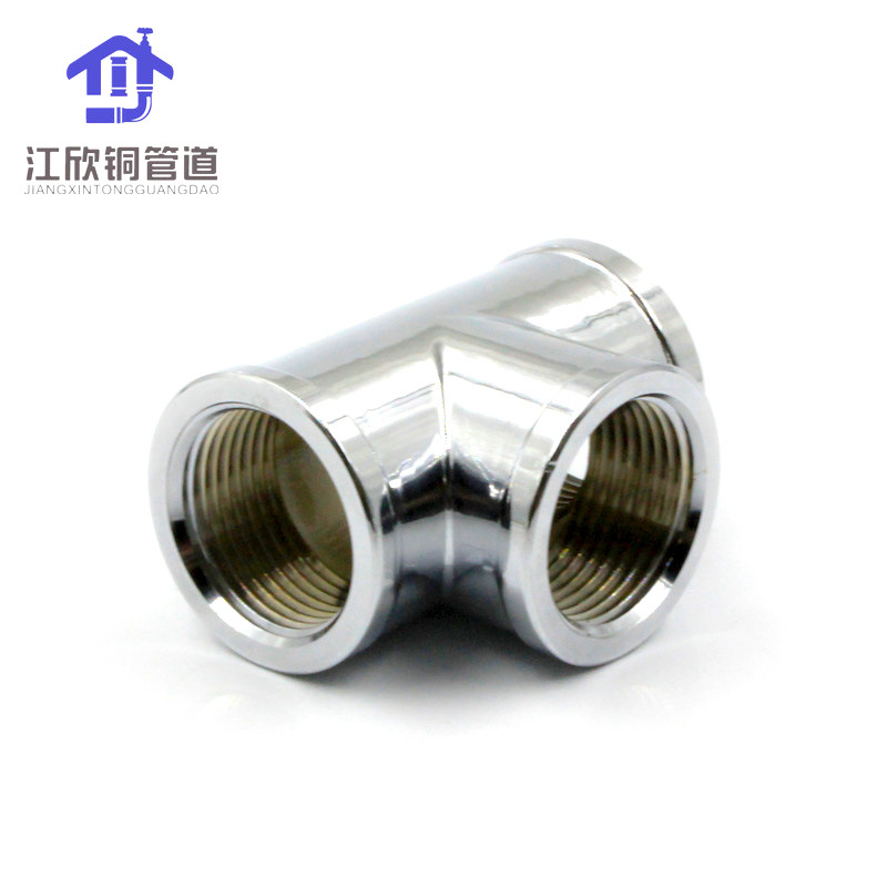 Galvanoplastia de latón alambre exterior directo alambre interno directo cromado codo tee