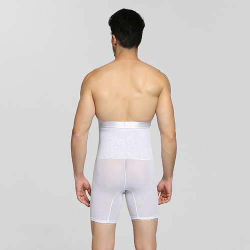 New men's breathable plastic belt anti-rolling high-waisted body-shaping pants three-quarter length tummy-controlling underwear NY133