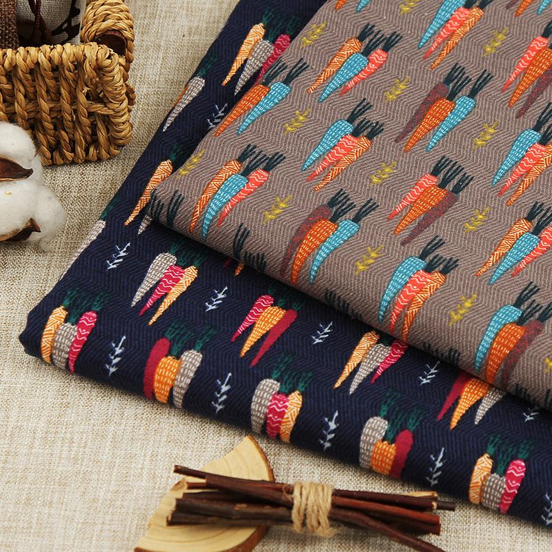 New Carrot Printed Cloth Woven Abraded Cloth Women's Wear Children's Dress Fabric Cotton Fabric Wholesale