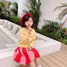 包邮 清仓特价 19182撞色长款雨伞女童针织半裙韩版童装