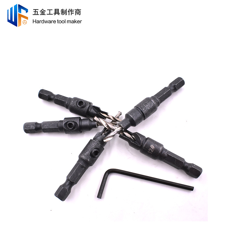 Broca avellanadora de vástago hexagonal de venta directa de fábrica, herramienta integrada para hacer agujeros con taladro eléctrico, broca helicoidal para trabajar la madera