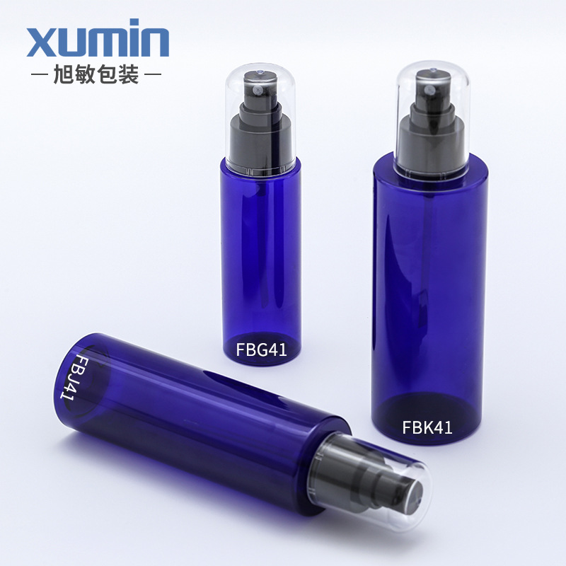 Cosméticos azul botella de plástico botella de spray para mascotas botella vacía cosmético Paquete de tóner material Xumin en stock suministro