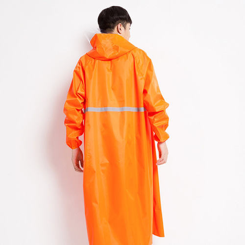 Wholesale Long-Sleeve Full-Body Outdoor Raincoat, Adult Fashion Raincoat, Electric Bicycle Raincoat with Long Length and Reflective Strips