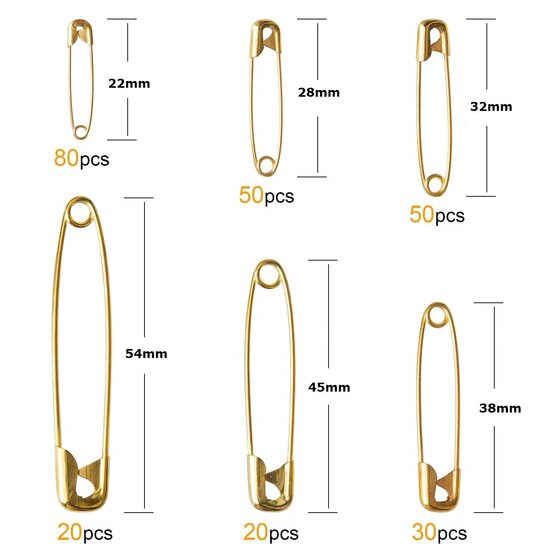 High-strength steel wire gold and silver safety pin laundry safety pin combination 250 6-cell factory outlet