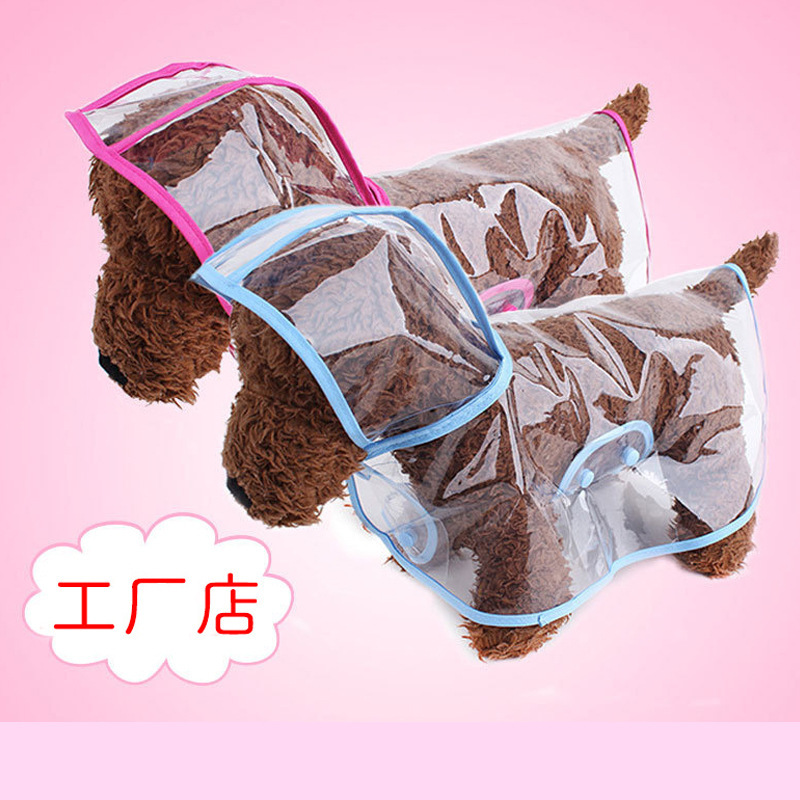Pet supplies dog raincoat Teddy medium and small dogs new transparent plastic fashion poncho pet raincoat