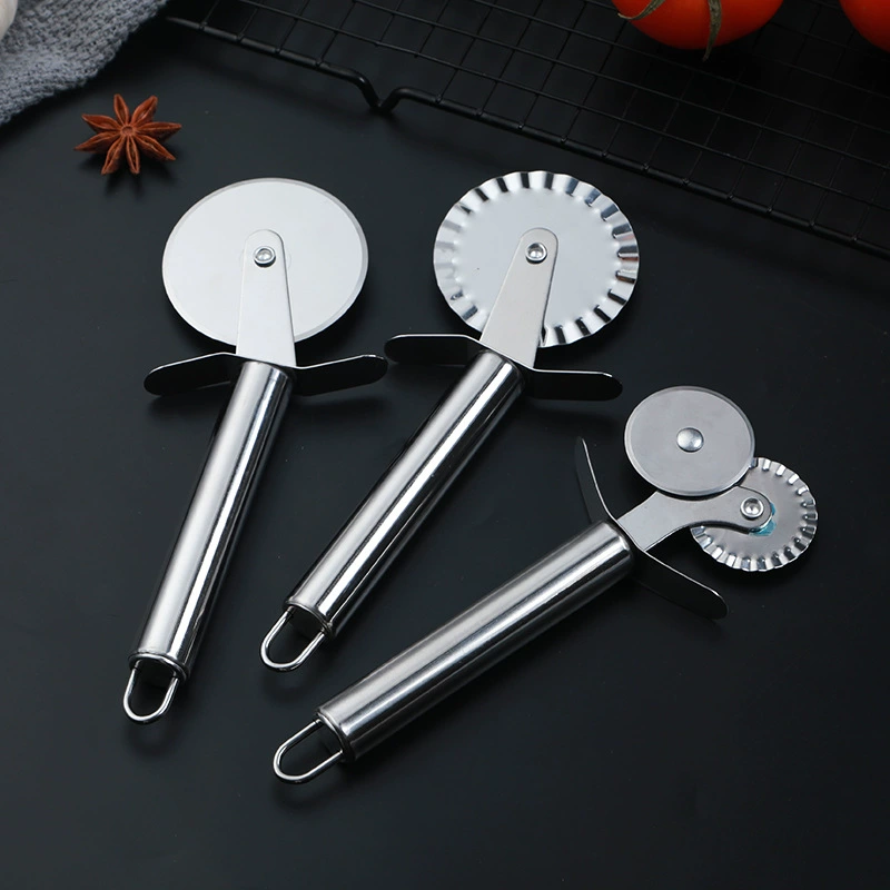 Wholesale pizza roller knife stainless steel single -wheel pizza knife sloping knife pizza baking tool
