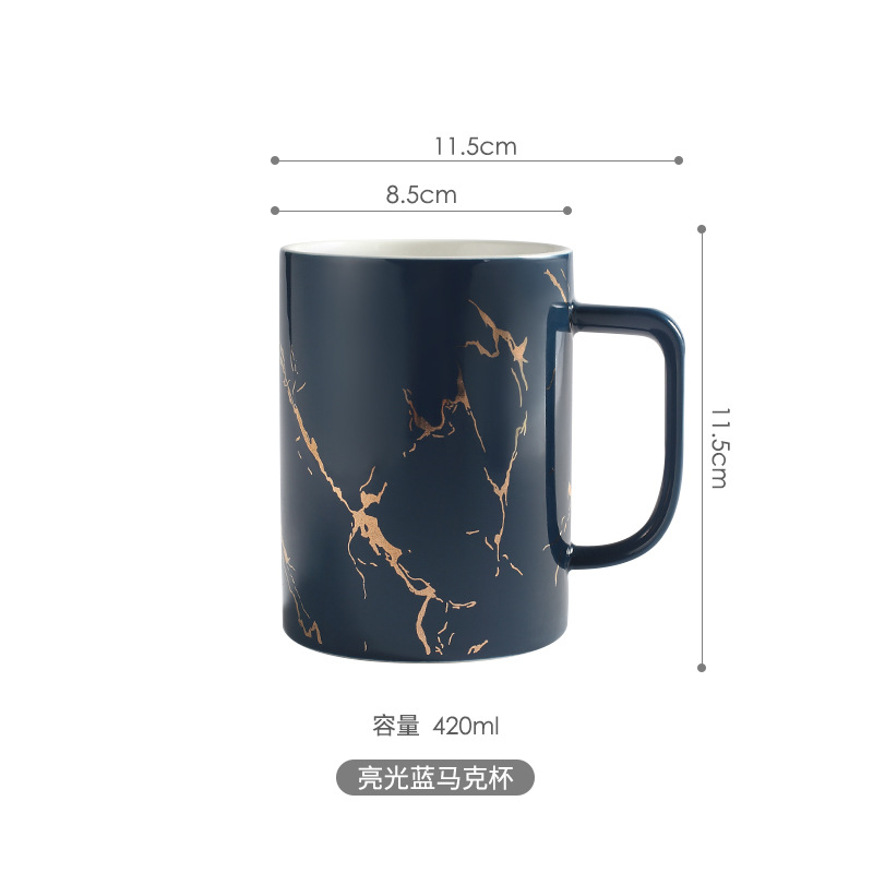 Nórdico patrón de piedra oro taza cerámica luz lujo simple Oficina té pareja leche hogar al por mayor