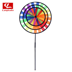 Export Triple Rainbow Wheel Windmill Children's Toy Sensory Camping Round Windmill Christmas Camp Decoration