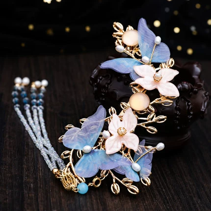 Китайская дунфу, трёхмерная ткань, handmade заколка для волос, винтажный аксессуар с кисточками, оптовая продажа