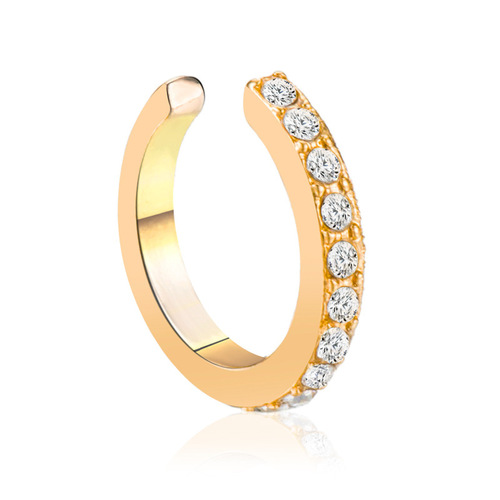 New European and American-style minimalist diamond-studded ear cuffs—no-piercing, edgy U-shaped ear clips with a stylish design.