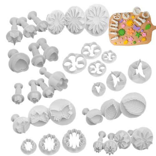 Baking Tool Set 10 Styles 33 Piece Fondant Cake Mold Plastic Spring Embossed Printed Mold Biscuit Mold