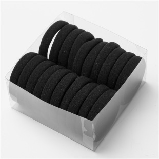 30 Boxed Seamless Rubber Band Knitted Towel Ring Nylon High Elastic Thick Black Hair Rope Wholesale