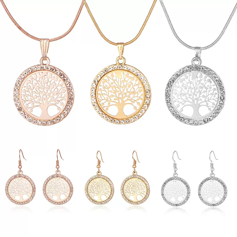 欧美热销款生命树吊坠项链欧美饰品 时尚个性镂空和平树项饰批发