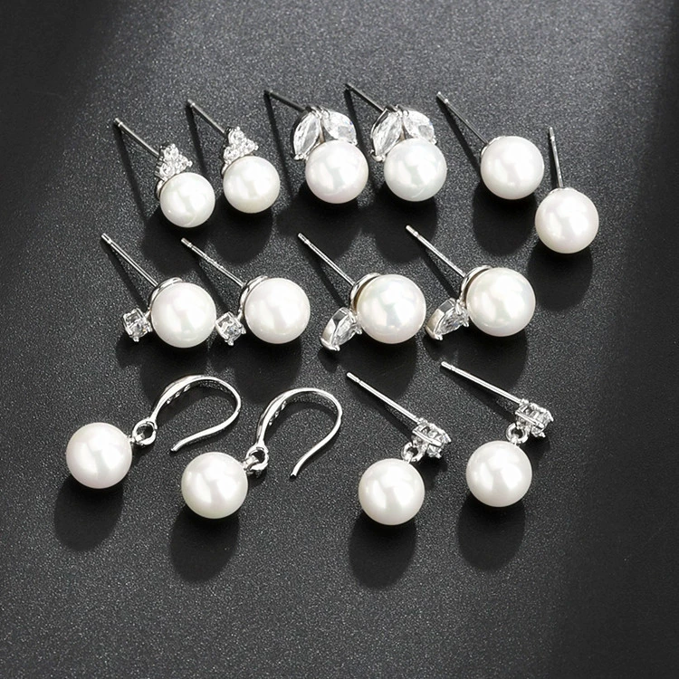 Серьги из жемчуга, циркония, модные вставки камня, простой и элегантный дизайн