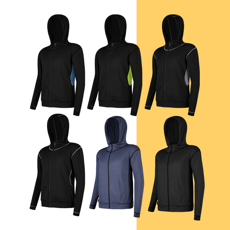Chaqueta deportiva negra para hombre corriendo al aire libre ocio manga larga con capucha ropa de fitness ropa de entrenamiento de baloncesto logo