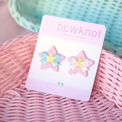Various types of bows, cute cartoon embroidery, self-adhesive stickers, donut bag decoration, mobile phone DIY wholesale