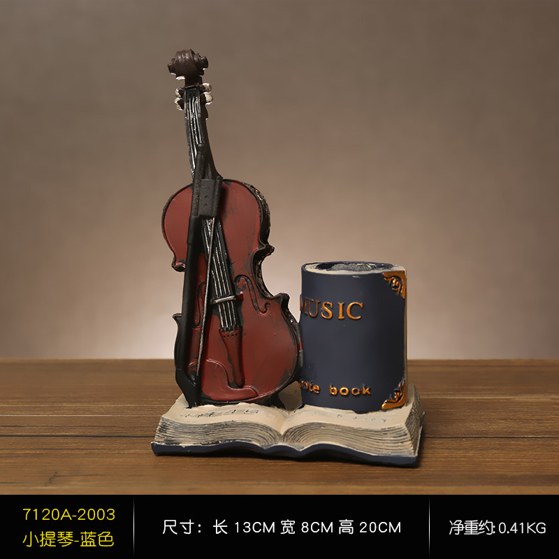 American saxophone resin crafts pen container ornaments violin storage pen container office home decoration 