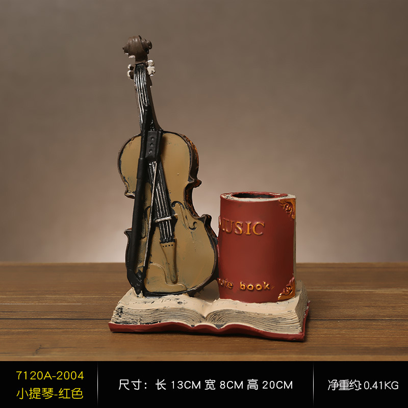 American saxophone resin crafts pen container ornaments violin storage pen container office home decoration 