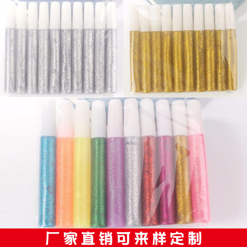 Qiaosheng factory direct gold onion glue flash powder glue colorful glue gold and silver powder color glue pen 10 Qiaosheng factory direct gold onion glue flash powder glue colorful glue gold and silver powder color glue pen 10