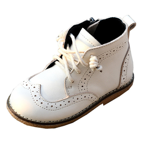 女童真皮短靴休闲巴洛克马丁靴男童秋冬棉靴新宝宝靴皮靴单靴