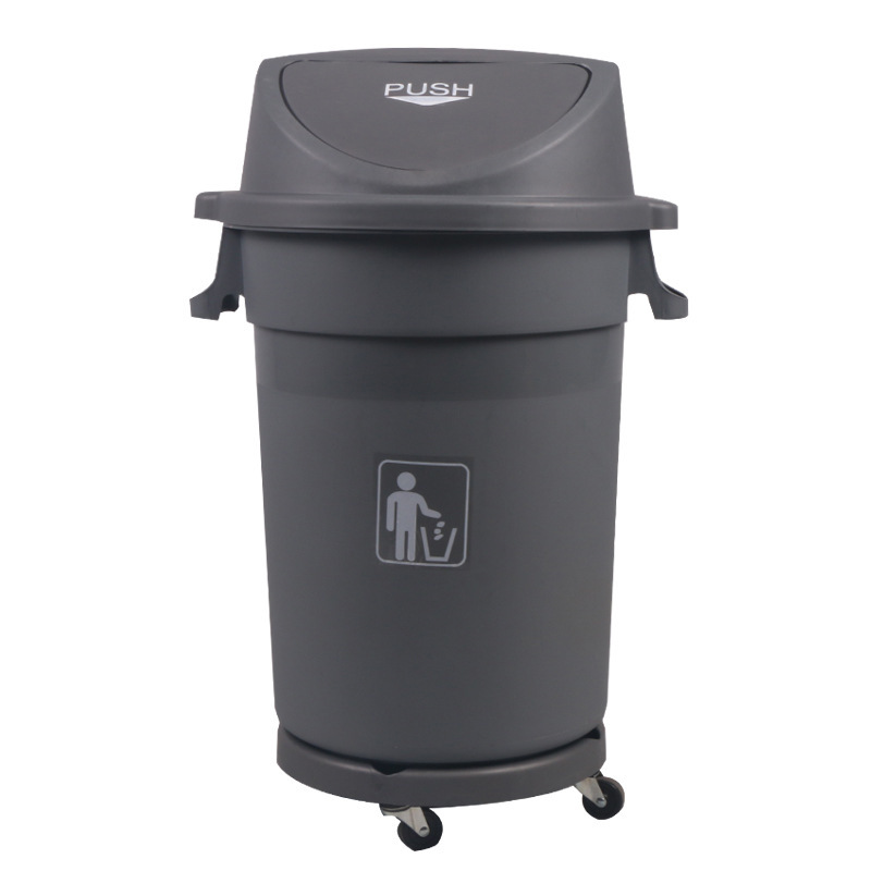 Outdoor bomb lid trash can large with base wheel 90L thick round Taizhou plastic sanitation bucket wholesale Outdoor bomb lid trash can large with base wheel 90L thick round Taizhou plastic sanitation bucket wholesale