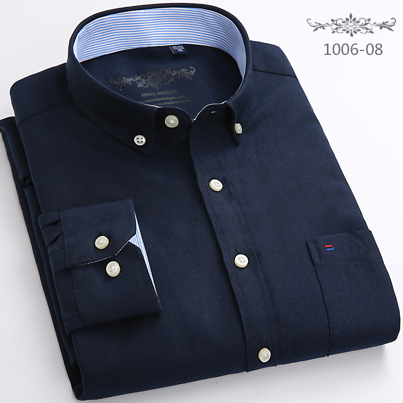 2024 primavera Oxford camisa tejida de manga larga camisa casual joven y de mediana edad camisa de moda todo fósforo ropa de hombre en stock al por mayor