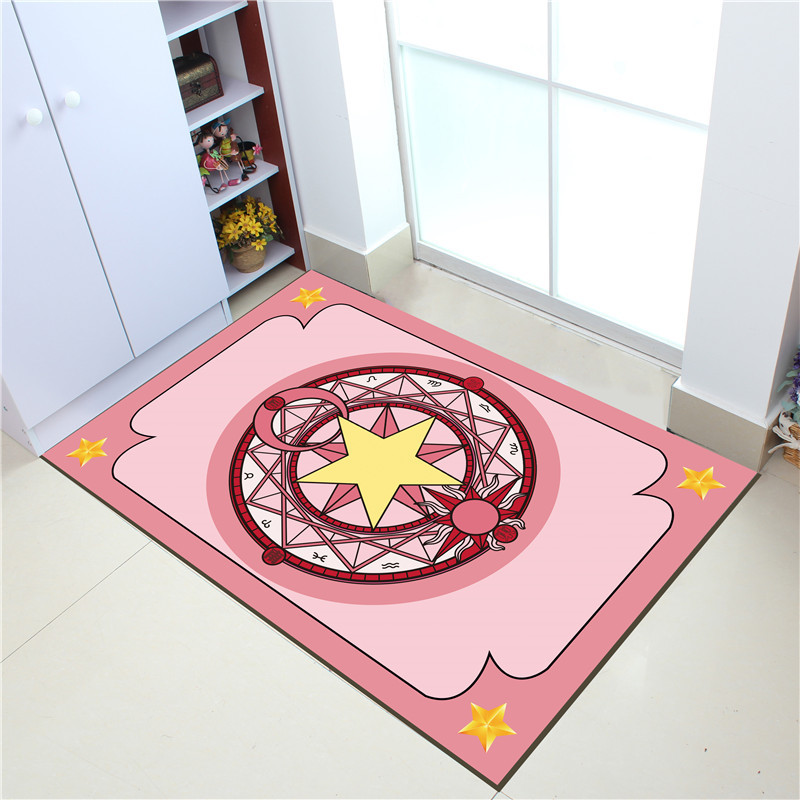 De dibujos animados Sakura lindo matriz de magia alfombra de piso absorbente puerta de entrada alfombra de pie almohadilla de frotación lavable