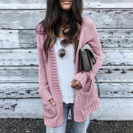 Otoño e invierno Comercio exterior transfronterizo europeo y americano eBay Amazon caliente color sólido suéter de punto abrigo de mujer
