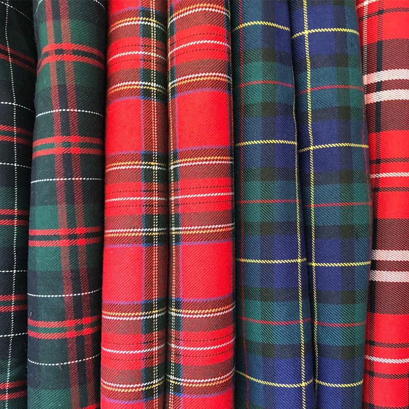 全涤色织格子面料工装衬衫休闲