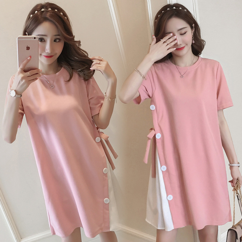 Factory direct spot pregnant women summer fashion stitching loose size dress pregnant women temperament dress women
