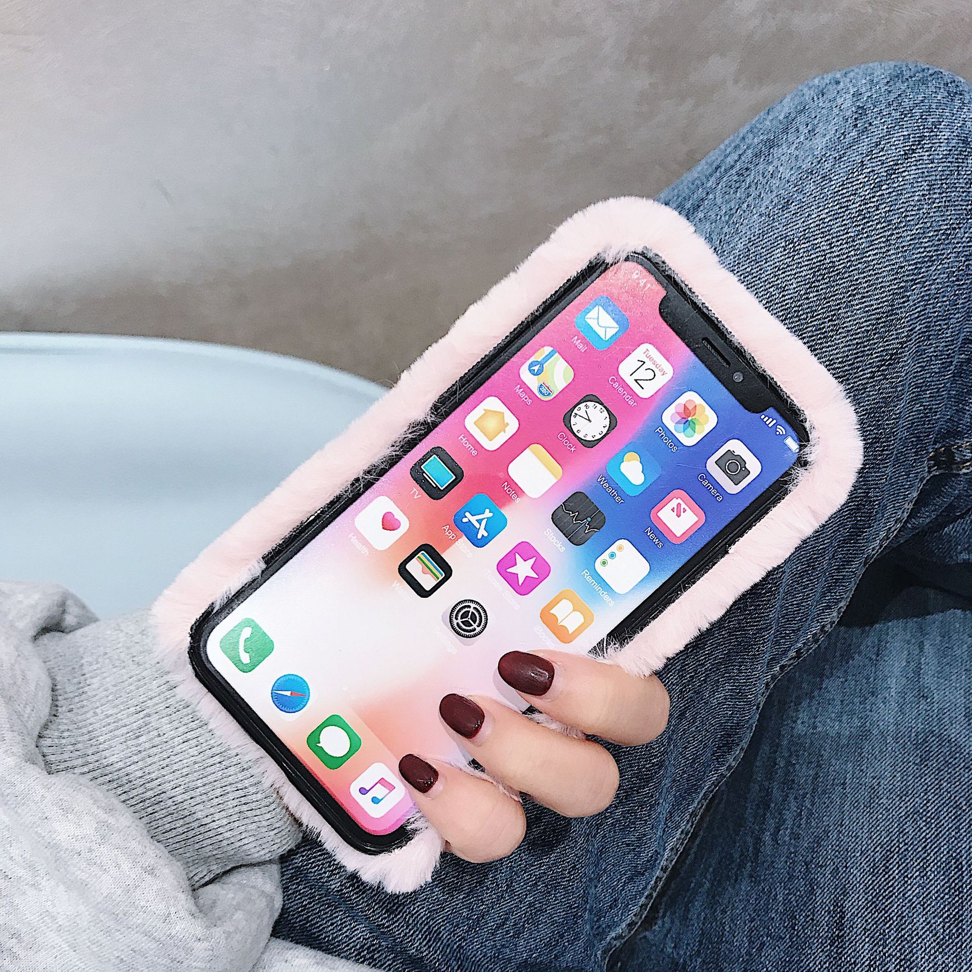 Plush Phone Case For Iphone 15 And 14 Soft Protective Cover Warm_voghion.com