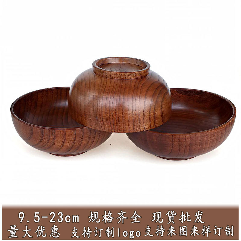 Suministro directo de fábrica de aislamiento de madera de la Jujube agria Gran Tazón productos superiores anti-escaldado ensaladera de madera en stock al por mayor