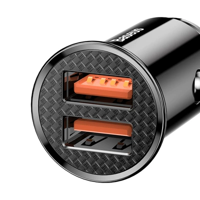 Round Multifunctional Car Charger Qc3.0 Car Mobile Phone Charger Flash Charge Car Cigarette Lighter Pd Fast Charge Gift (Mobil şarj cihazları) - double-qc30-black