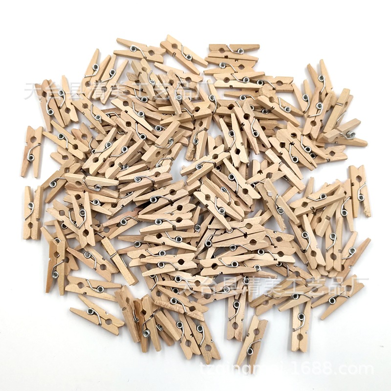 Clip de madera de registro de 25mm Clip de madera decorativo de madera de bricolaje 200 piezas un paquete