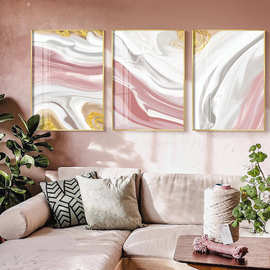 家居装饰画简约挂画批发沙发背景墙画三联画北欧风线条抽象艺术画