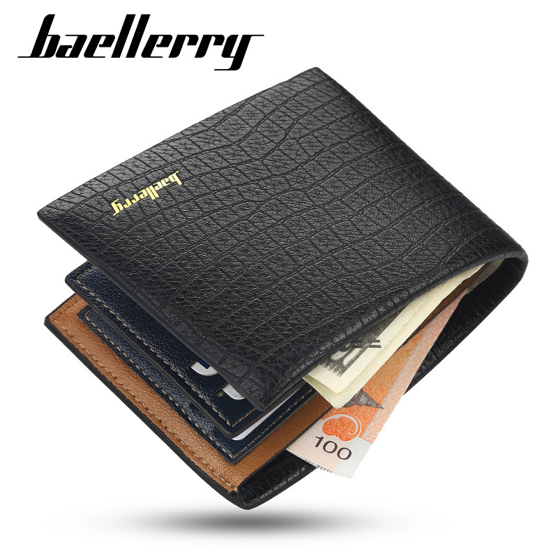 Baellerry Wallet Men's Short Style European and American Crocodile Pattern Multi-Card Slot Wallet Business 70% off Thin Wallet Wholesale