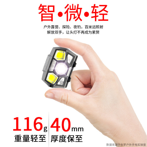New USB rechargeable bright LED waterproof induction headlight running headlight automatic induction charging fishing light
