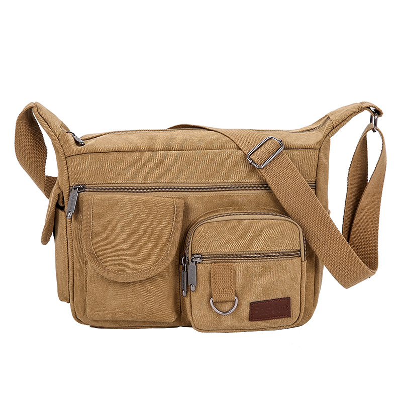 Nueva bolsa de mensajero transfronteriza para hombres de mediana edad y ancianos simple mochila de lona casual al aire libre multi-Bolsillo simple bolsa de hombro